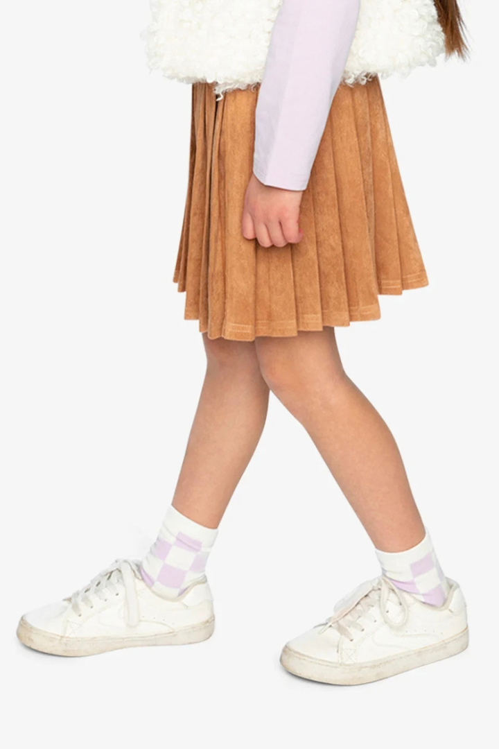 Deux Par Deux Pleated Skirt Brown