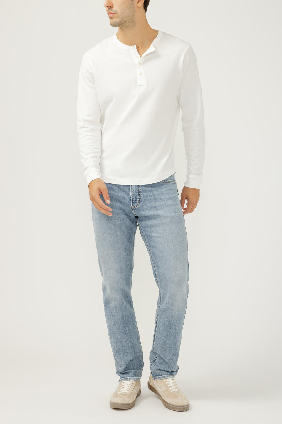 Silver Machray Classic Fit Slim Straight Knit Flex Jeans SILVER
