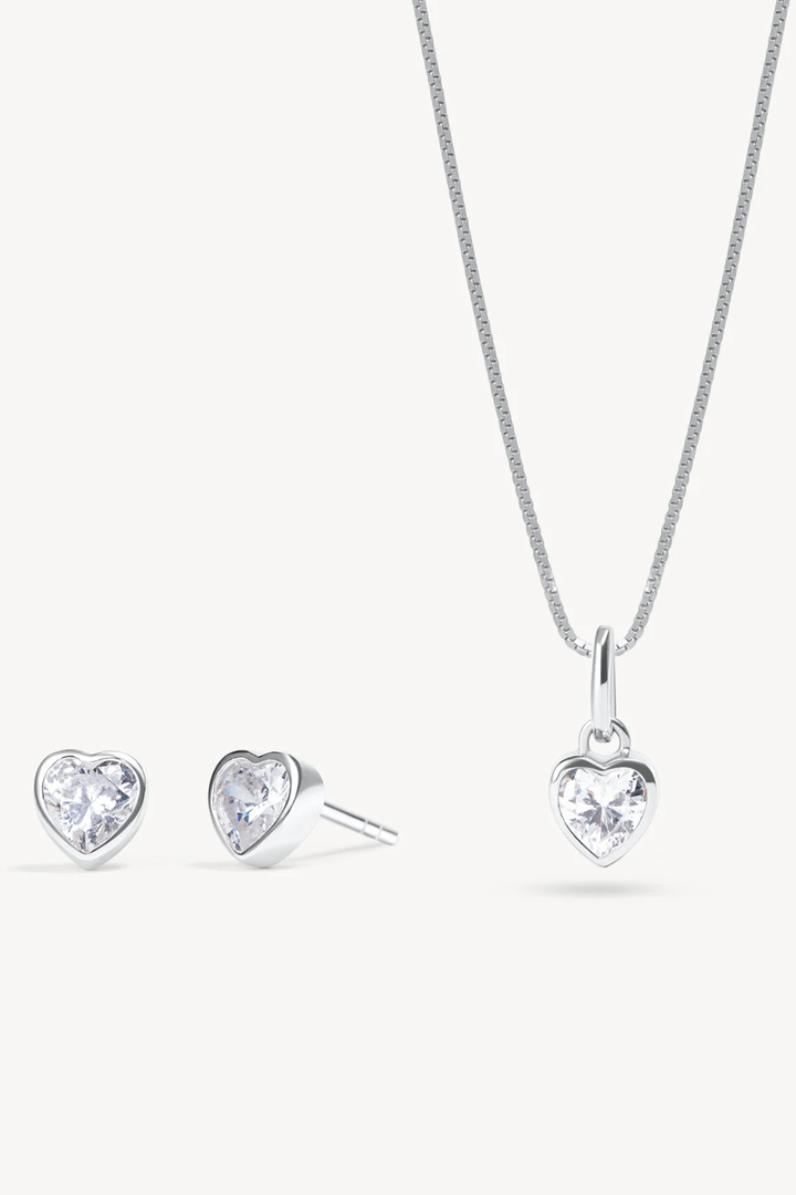 Adore Bezel Stud Earrings + Necklace Set