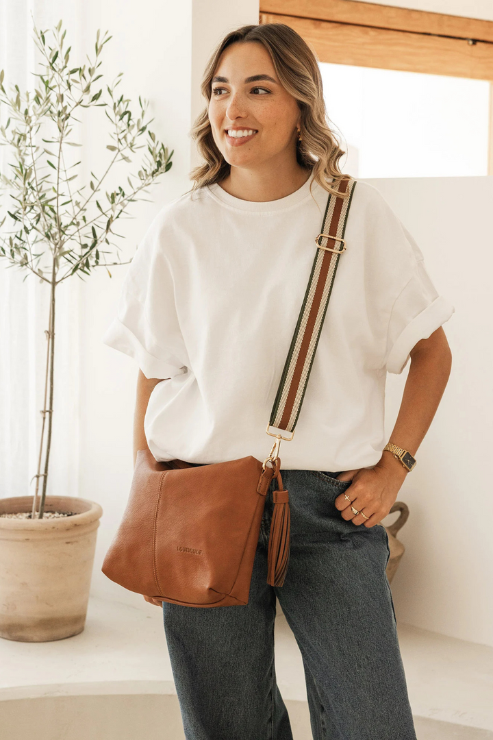 Daisy Stripe Crossbody Bag in Tan