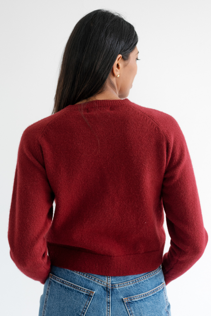 Little Sister Cardigan In Burgundy