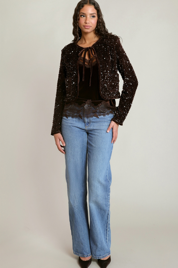 Dex Serena Velvet Sequin Jacket