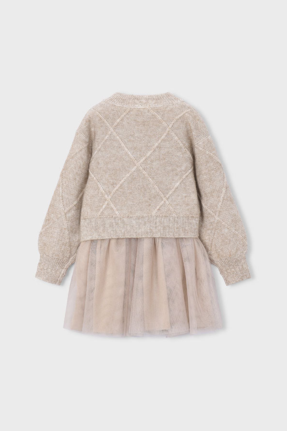 Mayoral Girl Mixed Knit Dress With Bows