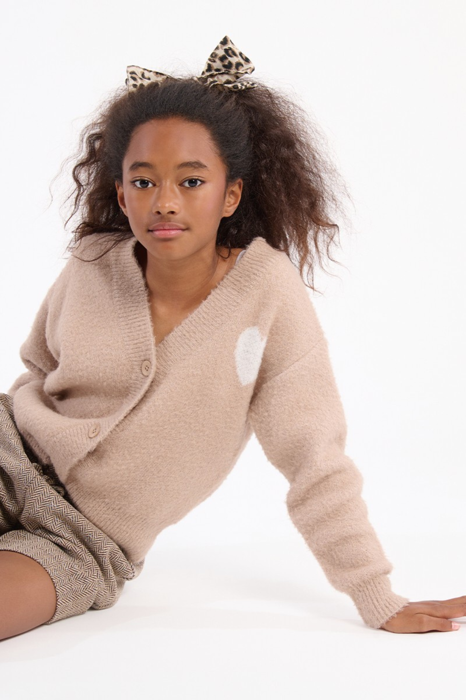Oversized knitted heart cardigan