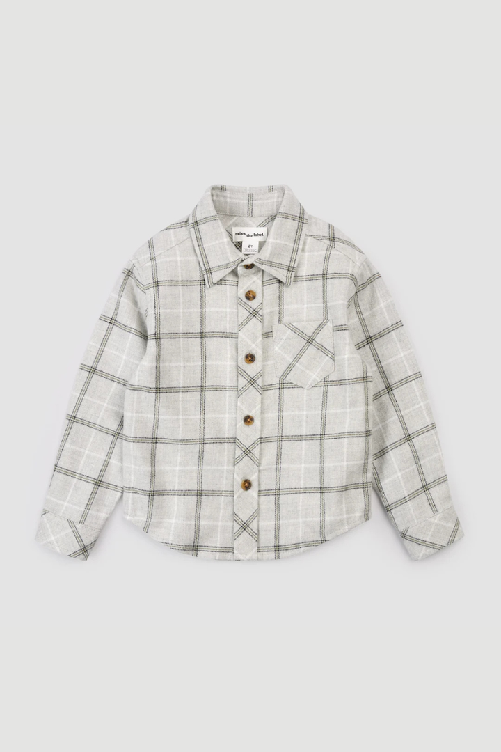 Light Grey Plaid Flannel Shirt