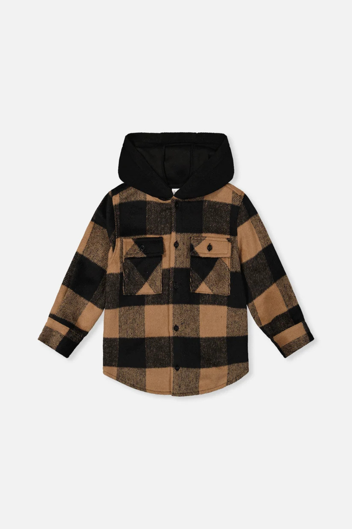 Deux Par Deux Flannel Shirt With Fleece Hood