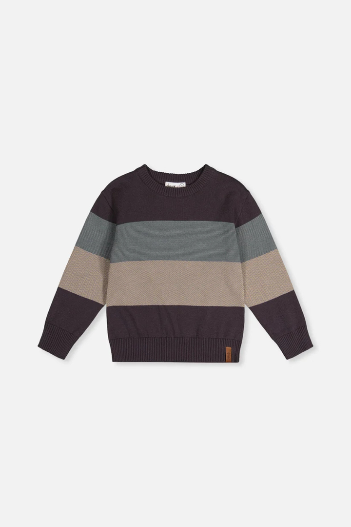 Deux Par Deux Knit Sweater Black And Beige