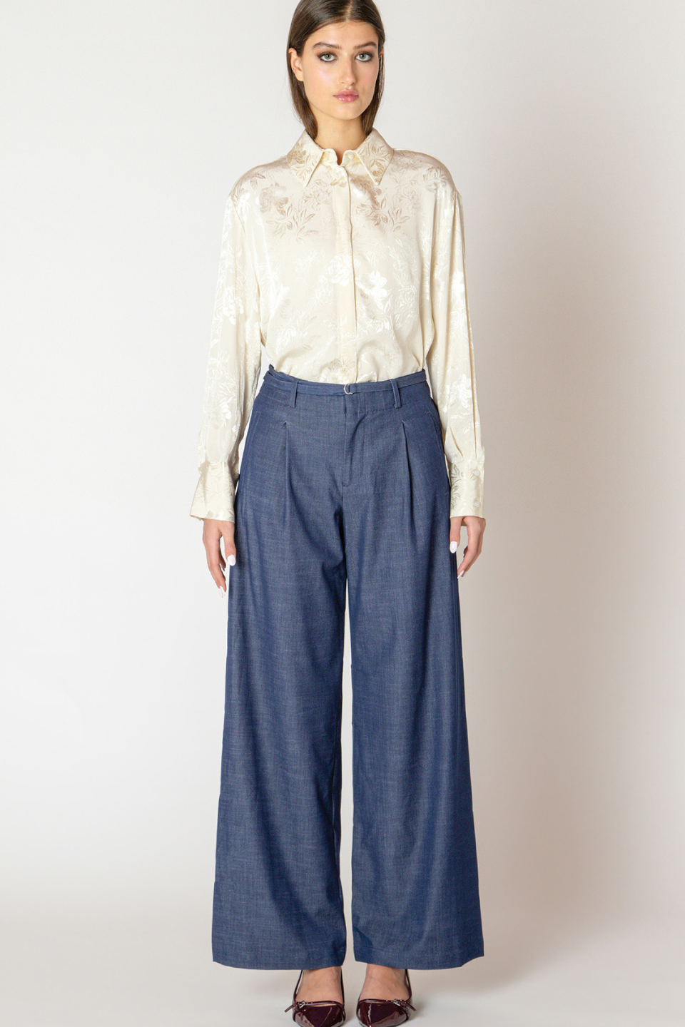 Kell Belted Denim Effect Trousers
