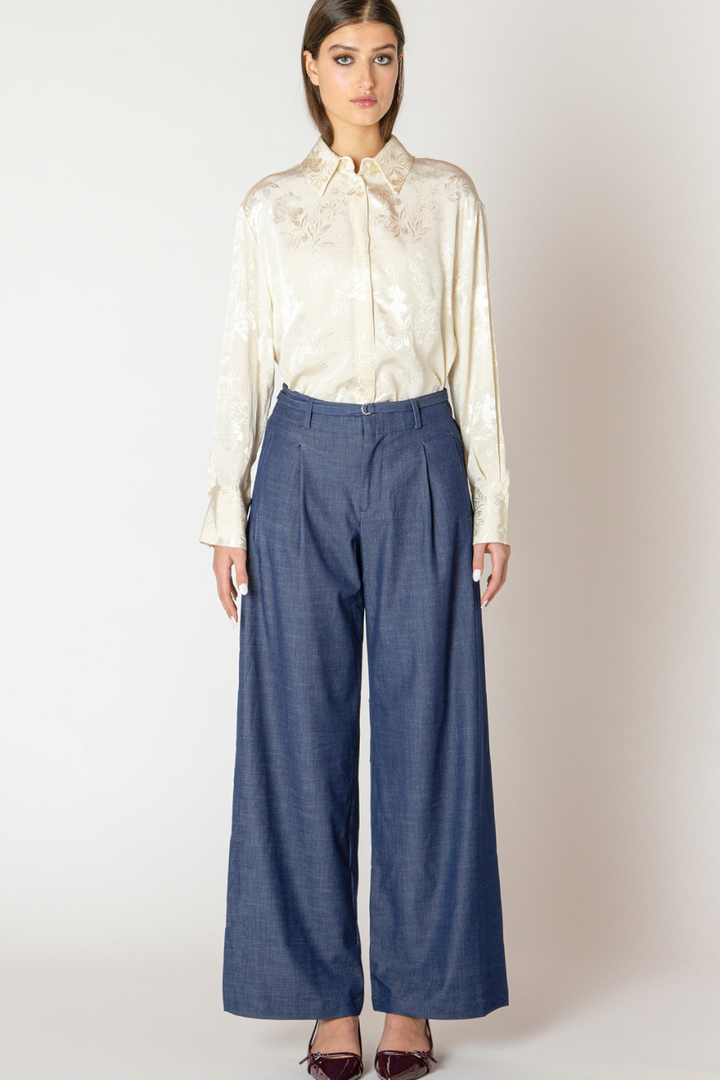 Kell Belted Denim Effect Trousers