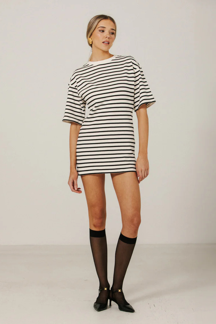 BRUNETTE The Label Striped T-Shirt Mini Dress - Hot Peppers Clothing