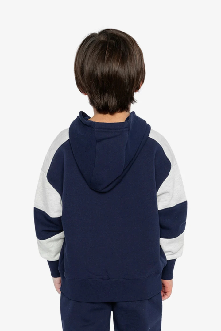 Deux Par Deux Hooded Striped Fleece Cardigan