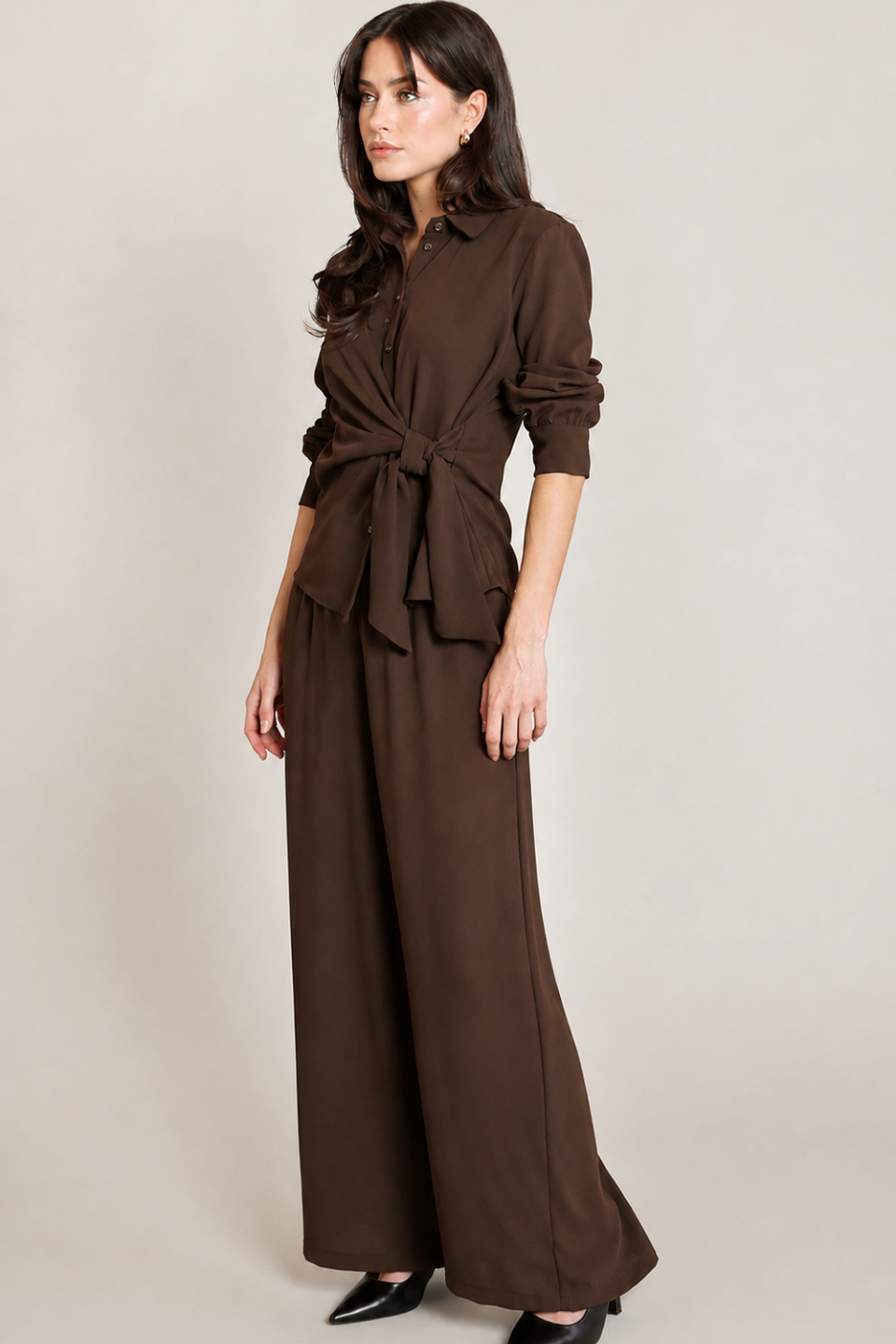 Black Tape Rosalie Knotted Button-Down Shirt