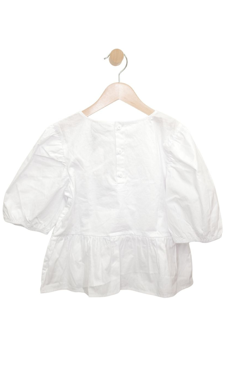 Girls’ White Puff-Sleeve Flared Blouse - Hot Peppers Clothing