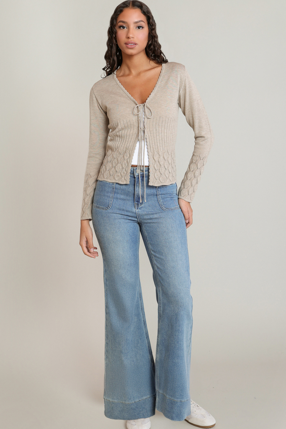 Dex Esme Front-Tie Cardigan