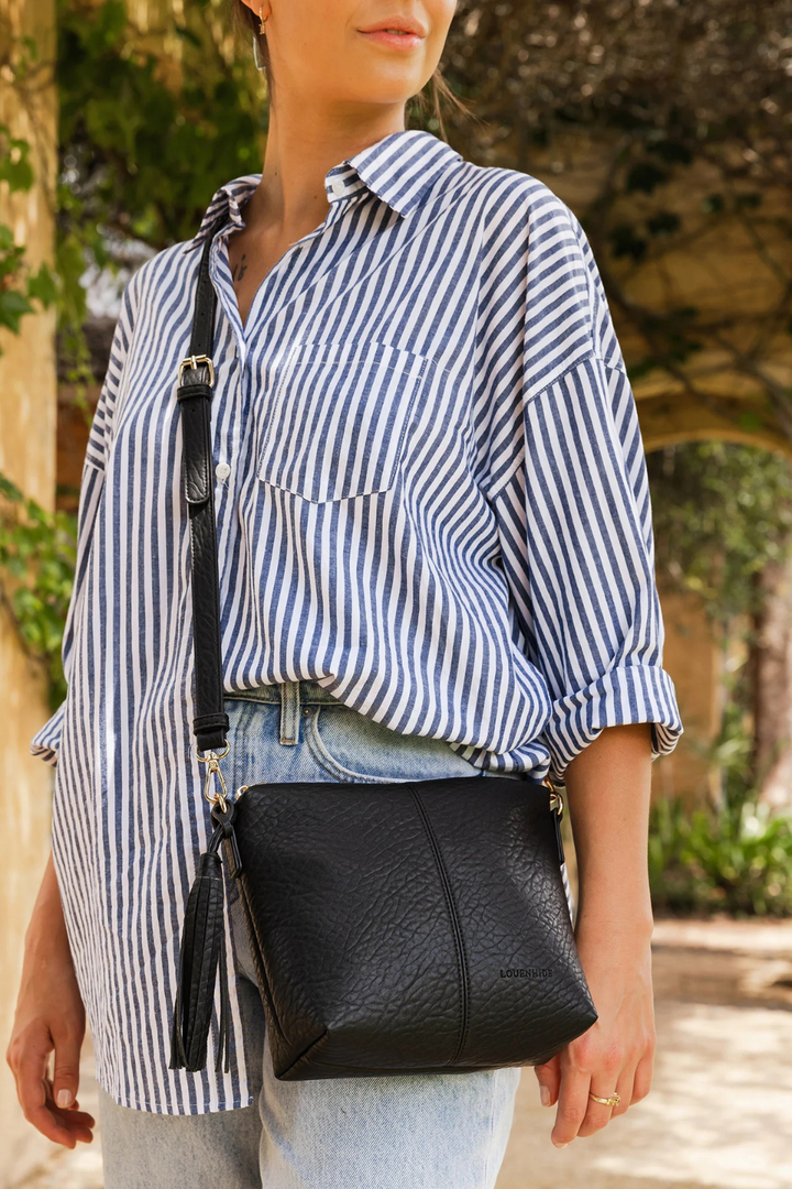 Kasey Textured Crossbody Bag in Black