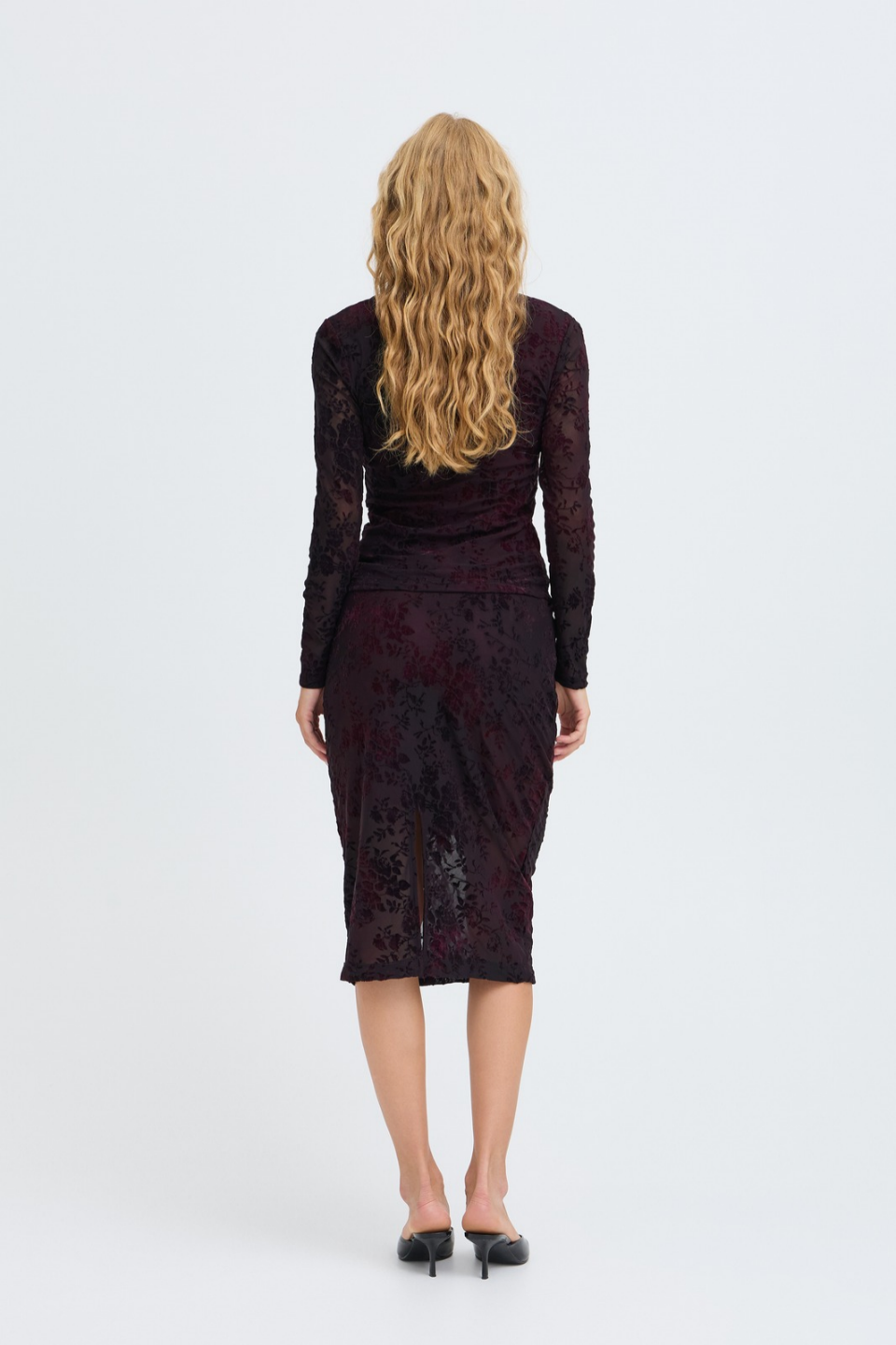 b.young Rumia Floral Mesh Long-Sleeve Top
