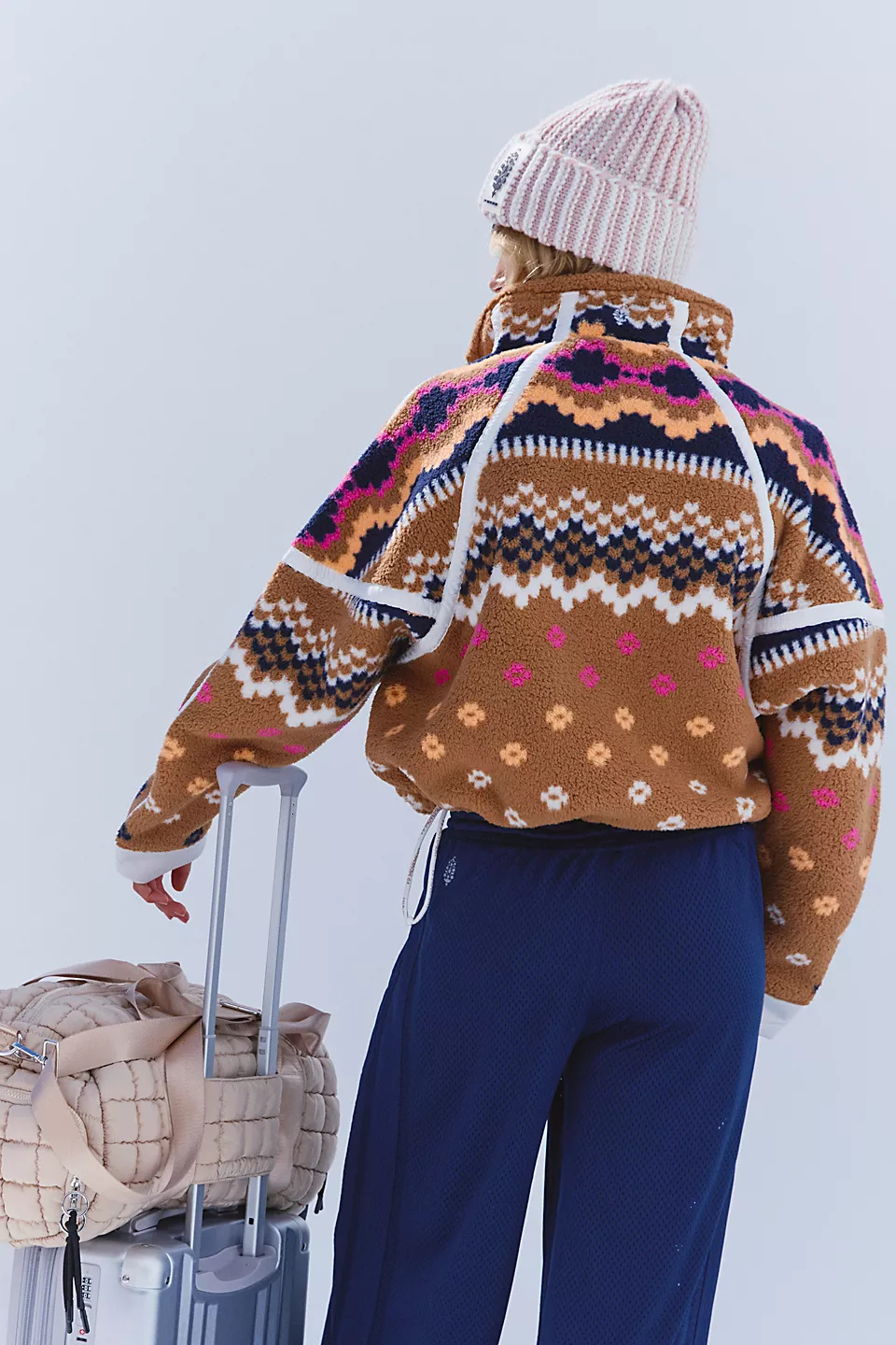 Mountain High Printed Half Zip Fleece in Isle-Knit Twig Combo