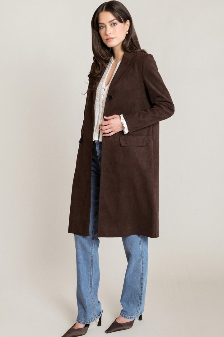 Black Tape Geneva Faux Seude Coat