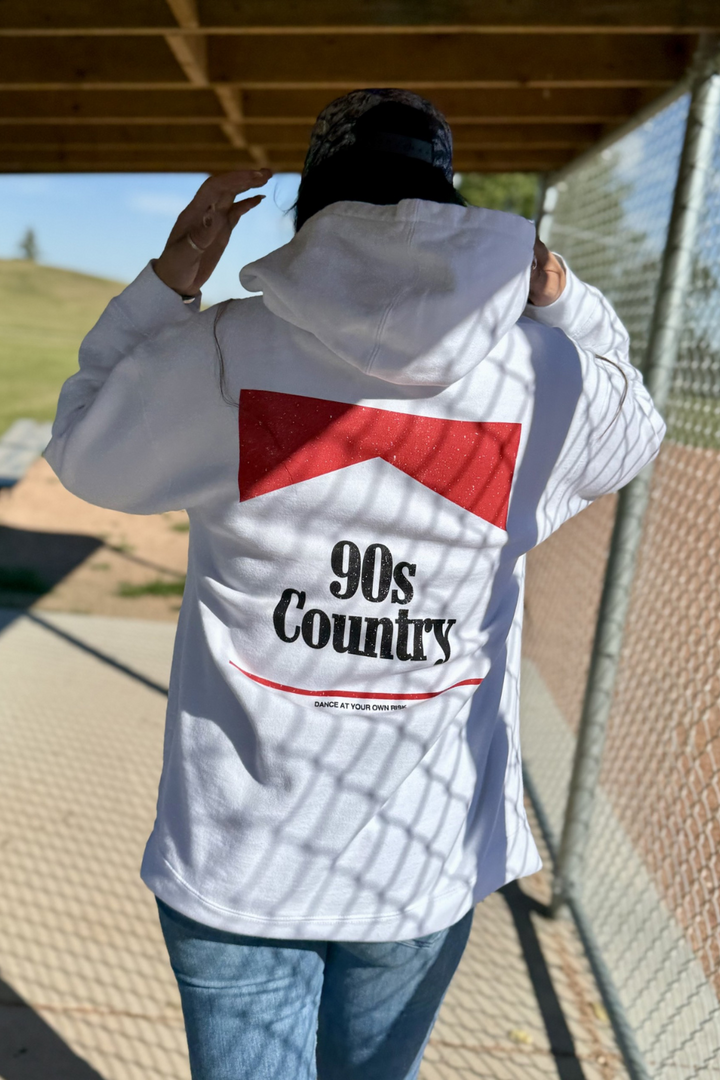 90's Country White Oversized Hoodie