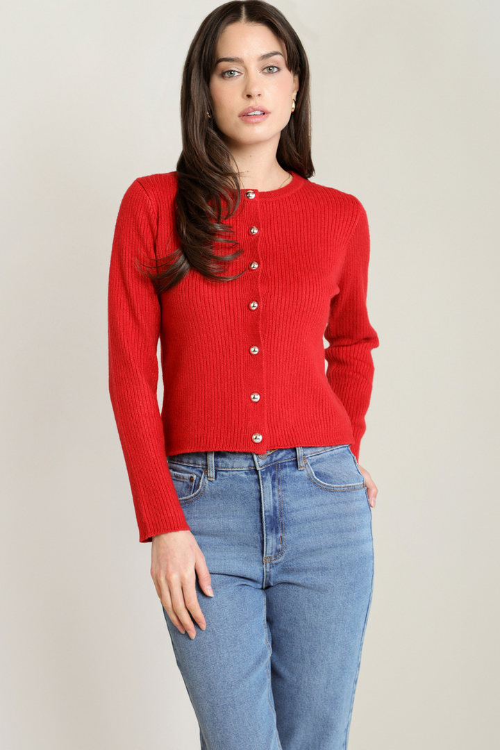 Black Tape Celine Ribbed Button-Down Cardigan
