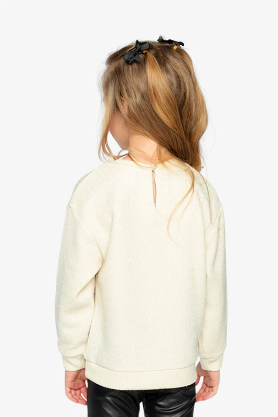 Deux Par Deux Sweatshirt With Bows Beige And Black