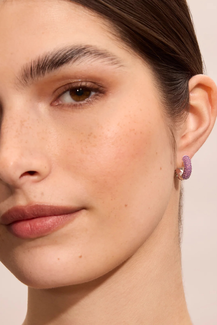 HILLBERG &amp; BERK Abalone and Amethyst Opal Reversible Sparkle Hoop Earrings HILLBERG &amp; BERK