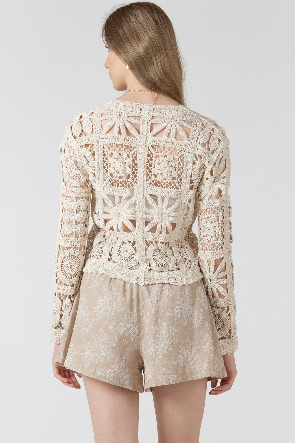 Black Tape Poppy Embroidered Square Pattern Cardigan - Hot Peppers Clothing