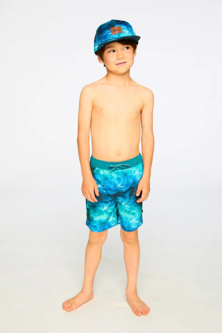 Swim Trunks Blue Waves Print