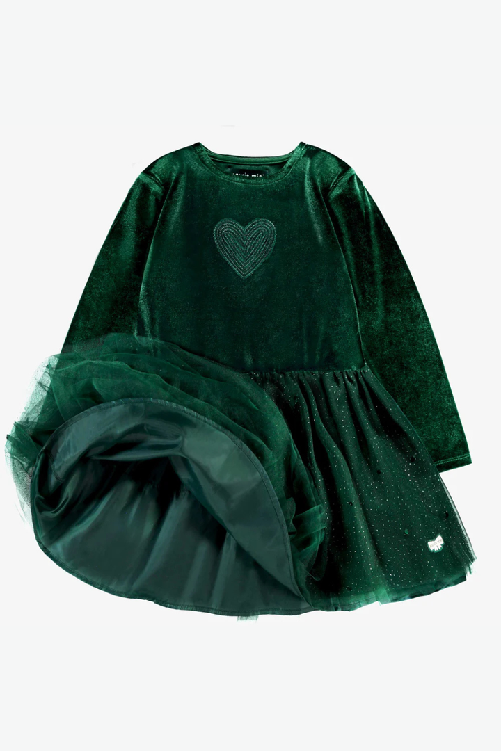Green dress in velvet and sequin