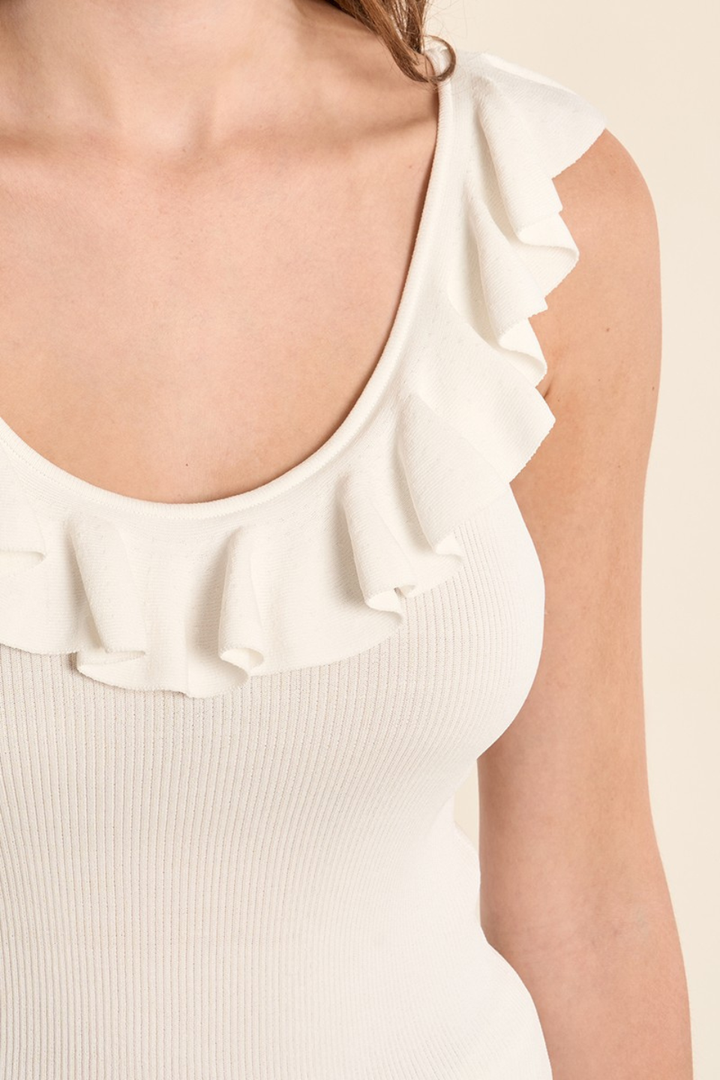 Round neck tank top with ruffles - Hot Peppers Clothing