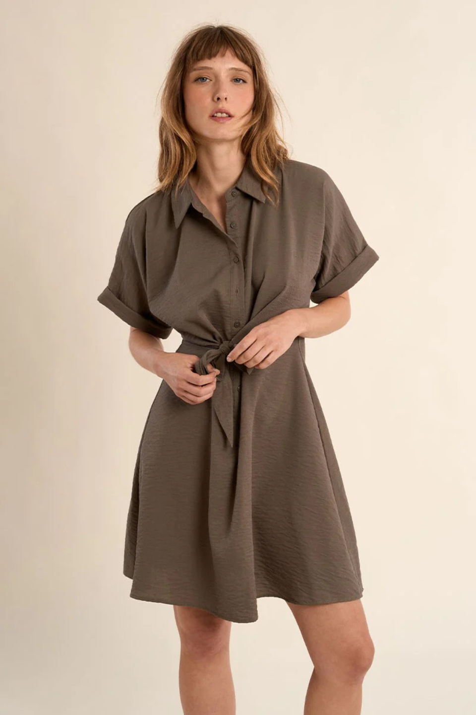 MOLLY BRACKEN Short dress, knotted at the waist - Hot Peppers Clothing