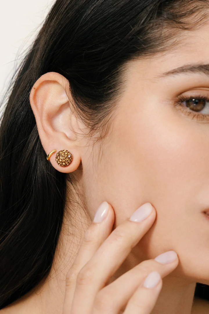 HILLBERG &amp; BERK Espresso Medium Sparkle Ball™ Stud Earrings
