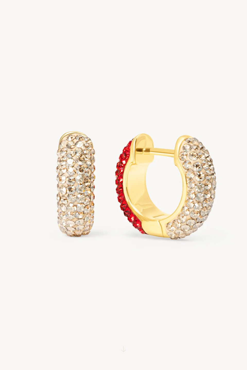 Red Velvet and Soft Gold Sparkle Reversible Hoop Earrings