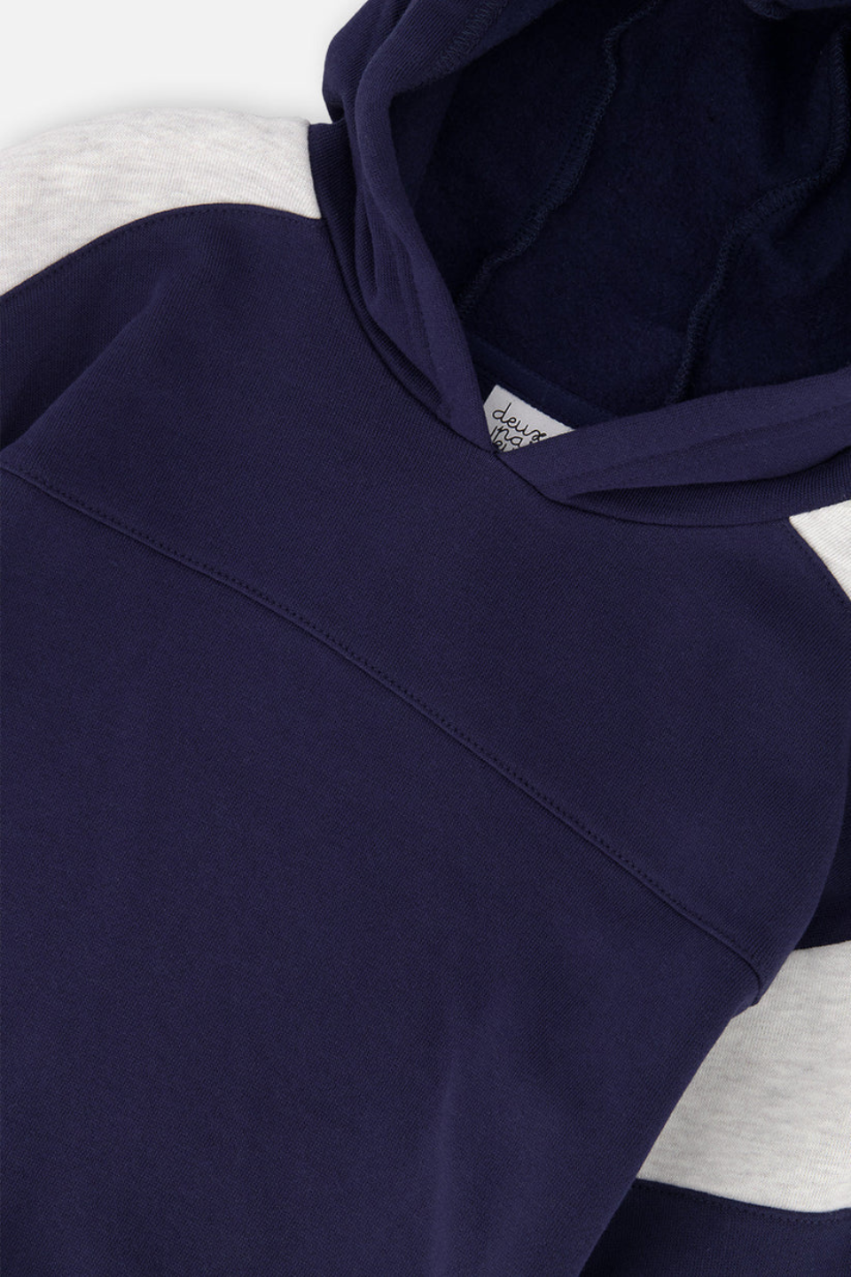 Deux Par Deux Hooded Striped Fleece Cardigan