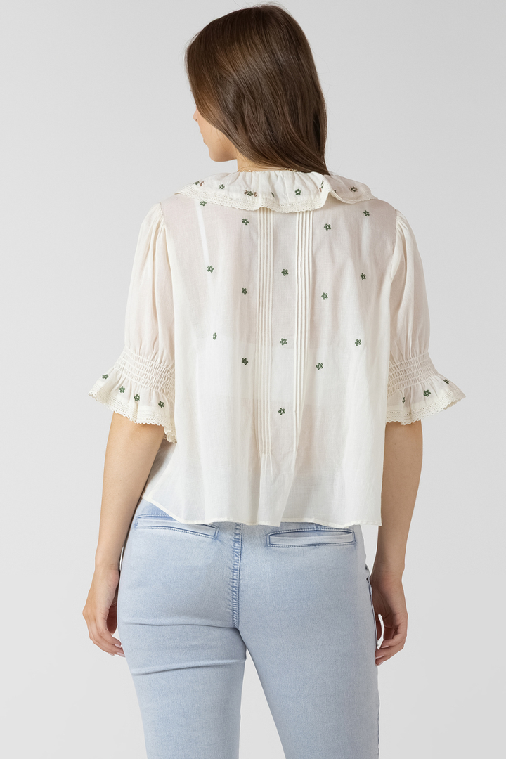 Dex Hannah Ruffle Embroidered Blouse - Hot Peppers Clothing