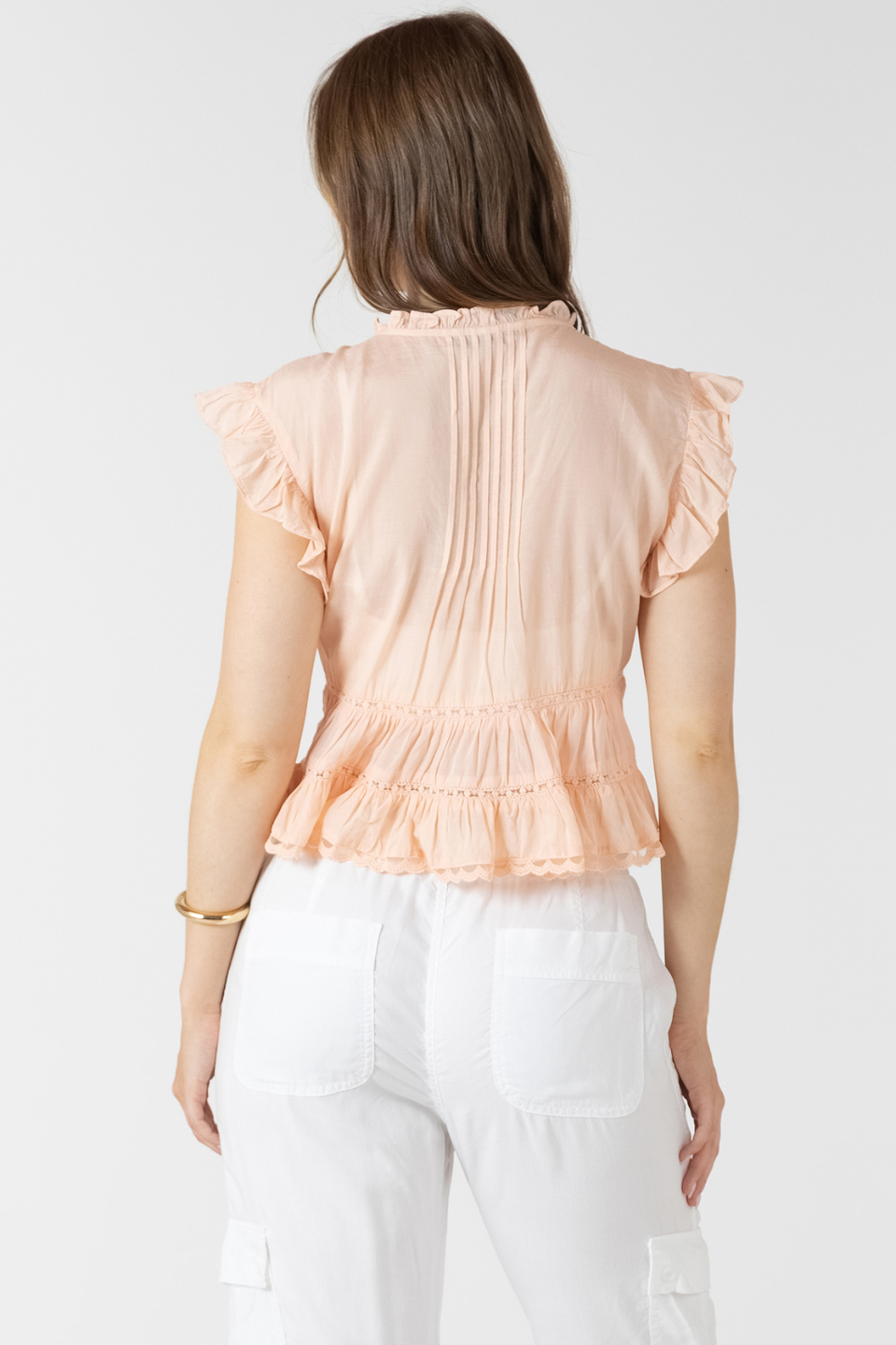 Dex Clementine Lace Trim Soft Peplum Blouse DEX