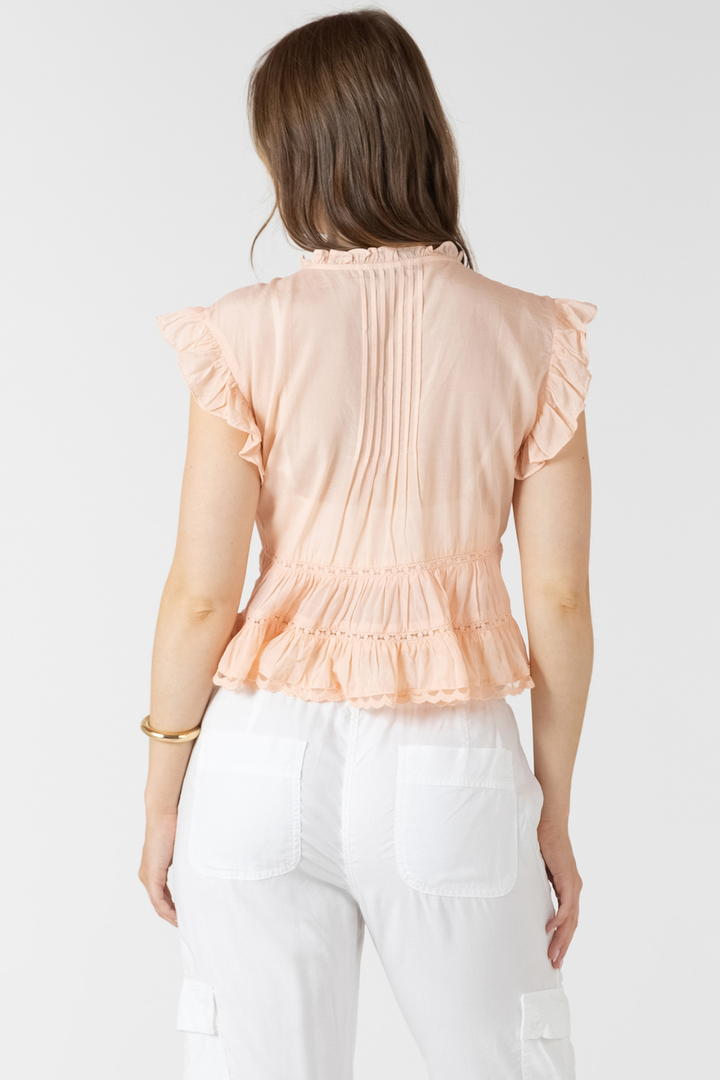 Dex Clementine Lace Trim Soft Peplum Blouse DEX