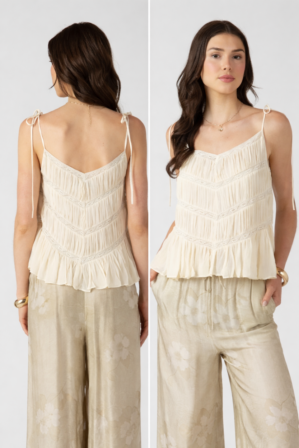 Cardin Lace Insert Tie Shoulder Cami DEX