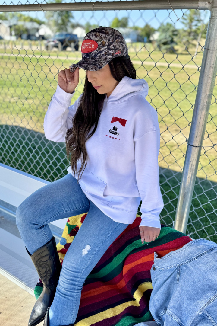 90's Country White Oversized Hoodie