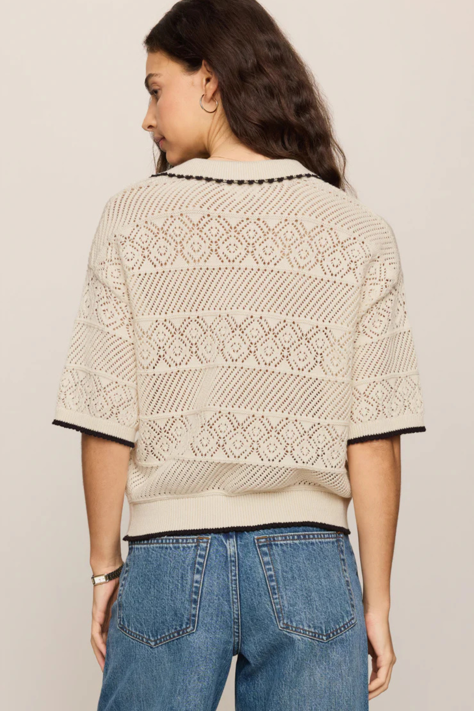 Z Supply Denman Crochet Polo Sweater