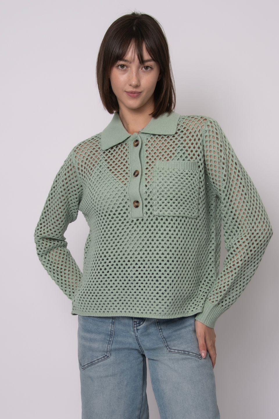 Bronte Long Sleeve Polo - Hot Peppers Clothing
