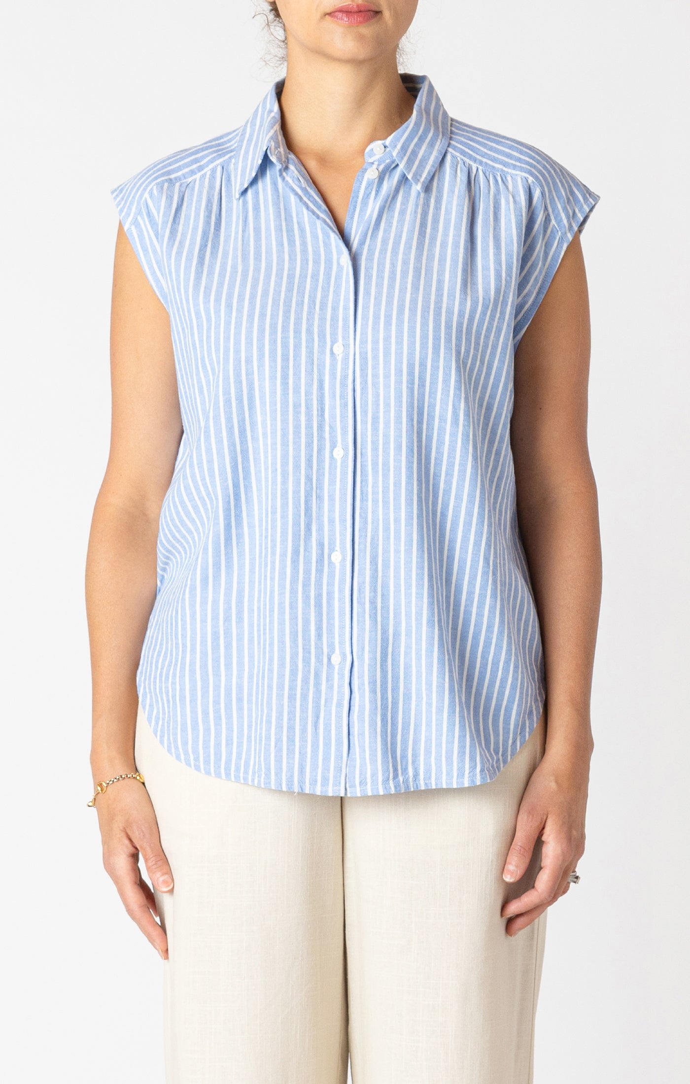 Cap Sleeve Collared Blouse
