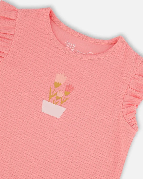 Rib Tank Top with Frills