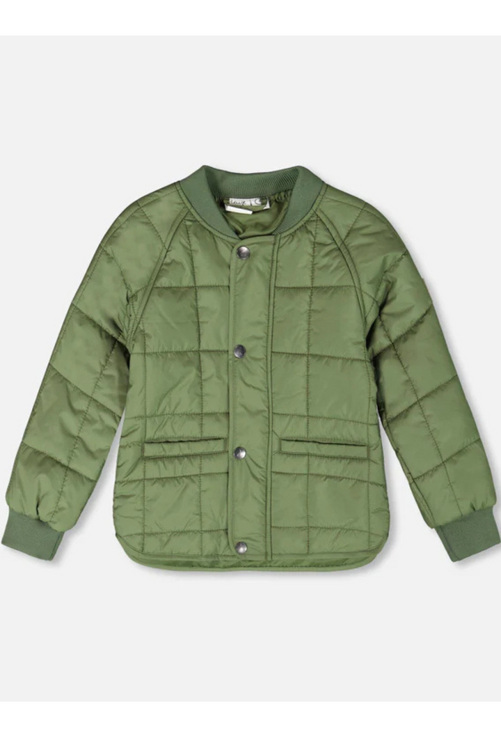 Khaki mid-season quilted jacket