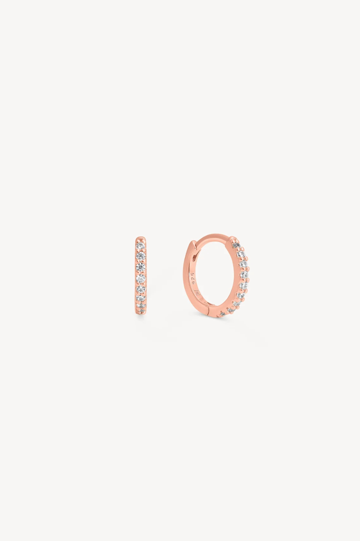 Mini Pavé Hoop Earrings in Rose
