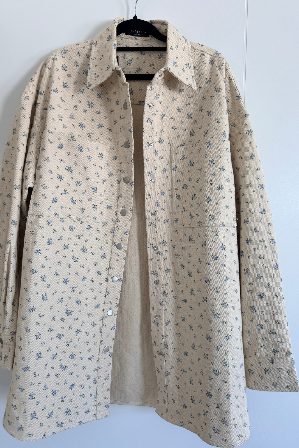 BRUNETTE The Label Shania Denim Jacket in Cream Blue Floral - Hot Peppers Clothing