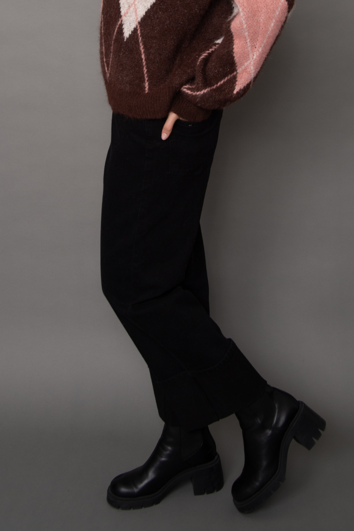 Rd Style Carla Stretch Denim Cuffed Wide Leg Jeans