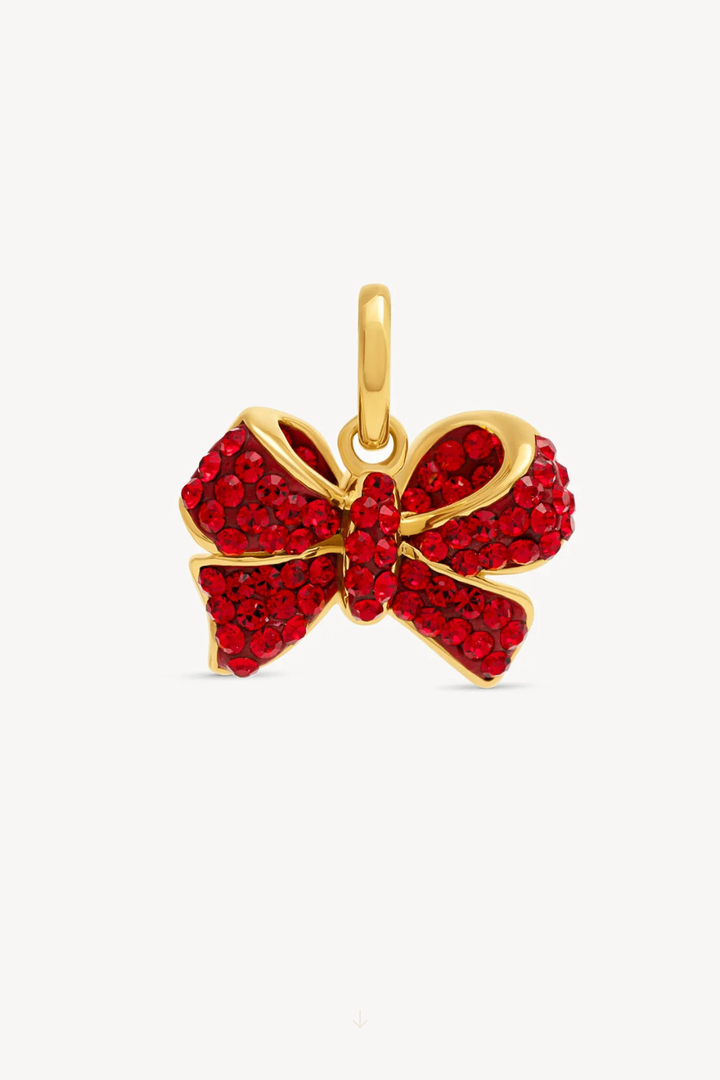 Red Velvet Sparkle Bow Charm