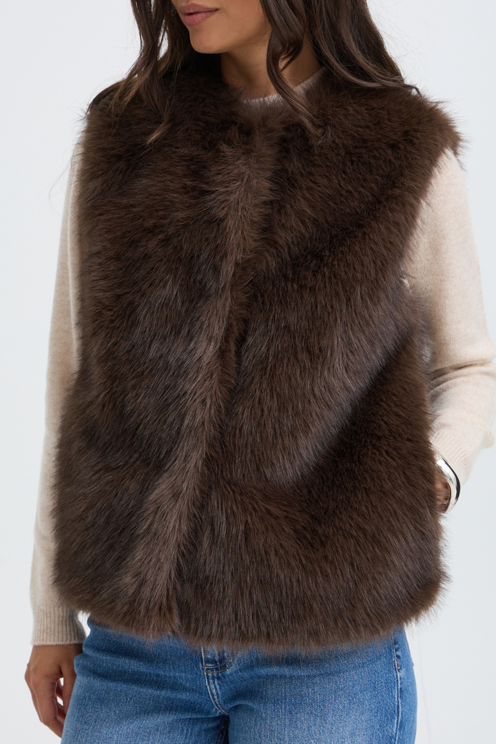 b.young Cesille Faux-Fur Waistcoat