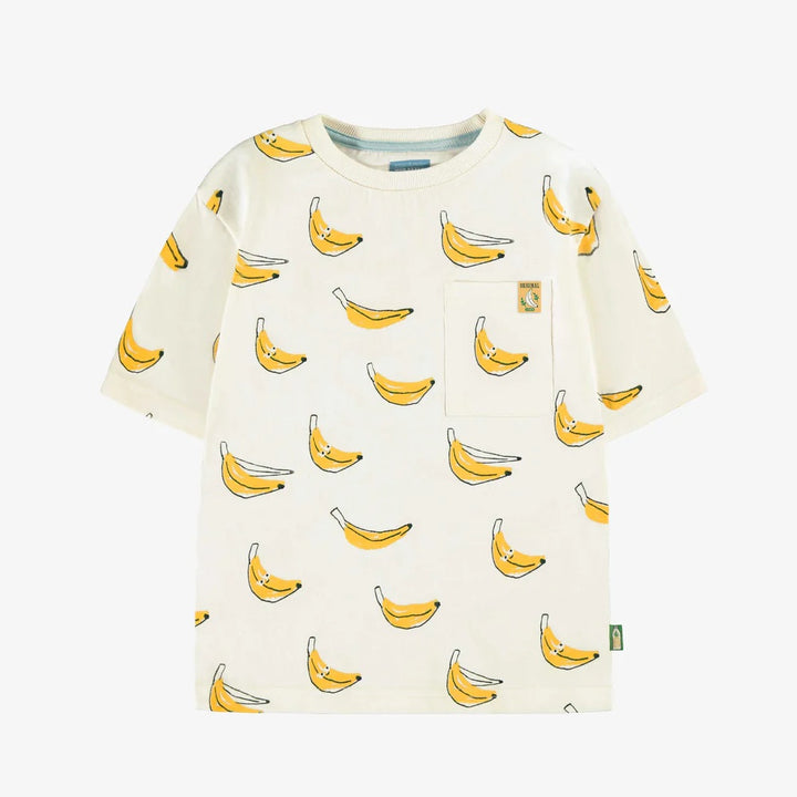 Cream t-shirt in jersey with banana all overprint